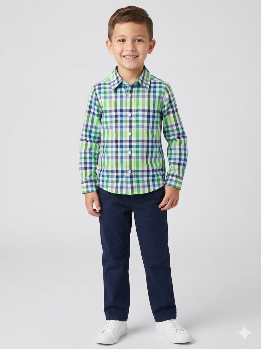 The Children’s Place Boys Plaid Button-Up Shirt - Size S (5/6)